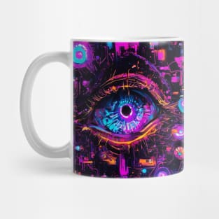 Neon eye closeup abstract art Mug